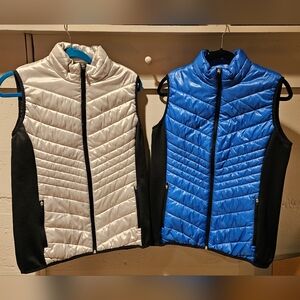 Two XERSION Vests White/Black & Blue/Black Size -  Both Large
